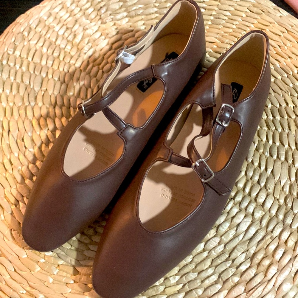 Modern Artistic Aesthetic🤎NWT- Mary Jane Flats -Size 5